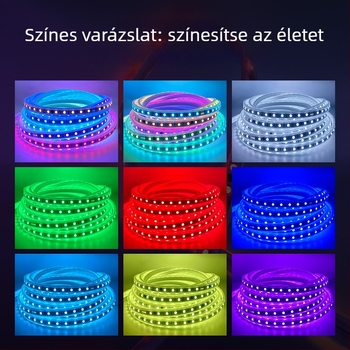 24V RGB LED-szalag szilikon bevonattal, programozható, kültéri használatra, vízálló, folyó fény effektus, dimmelhető