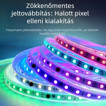 24V RGB LED-szalag szilikon bevonattal, programozható, kültéri használatra, vízálló, folyó fény effektus, dimmelhető