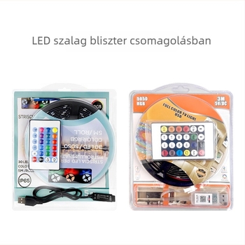 USB Bluetooth RGB LED-szalag készlet gamer íróasztalhoz, környezeti világítás, 5050 LED-ek, 5V alacsony feszültség, alkalmazás/IR vezérlés, 24 gombos környezeti fény