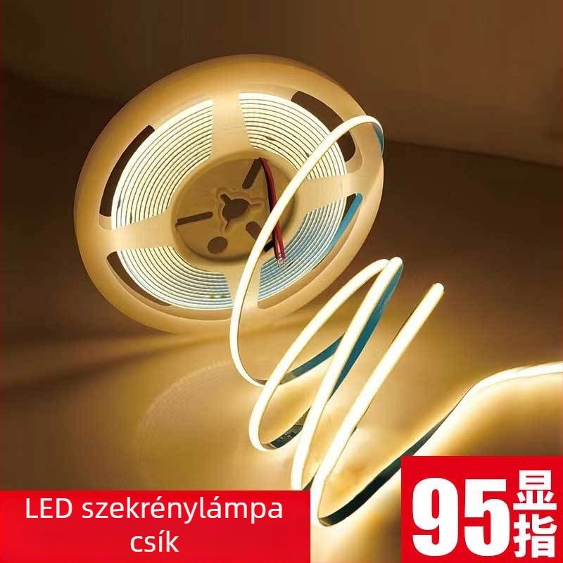 COB LED öntapadós fénycsík szekrényekhez és bemutatófalakhoz, nagy fényerő, beltéri világítás, 24V, 10W, CRI >95, 120° fénysugár