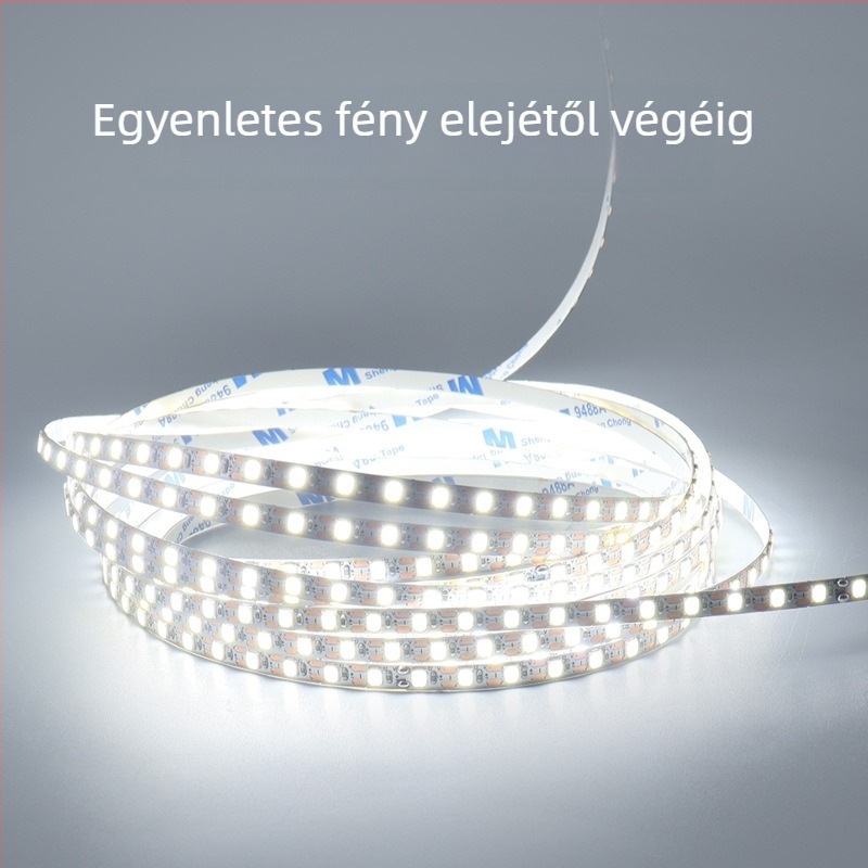 12V LED-szalag 2835, 120 LED, 5 mm széles, öntapadós, mennyezet- és pultvilágítás, nagy fényerő