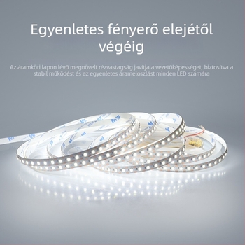 2835-ös LED-szalag, 120 LED, öntapadó, 8 mm széles, szekrényekhez, beltéri világítás, 12 V, 12 W, 120°-os fényirány, CRI 80