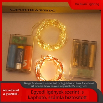 LED rézdrótos füzér akkumulátortartóval (2AA/3AA), karácsonyi dekoráció hálószobához vagy kollégiumhoz, IP43 vízálló atmoszferikus világítás
