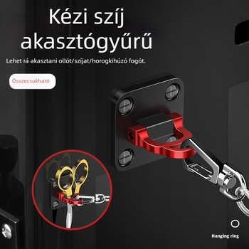 Ötvözetből készült alumínium összecsukható halászdoboz damilgyűrűvel, csattal és horoggal, olló tartóval – többfunkciós horgász felszerelés-kiegészítők