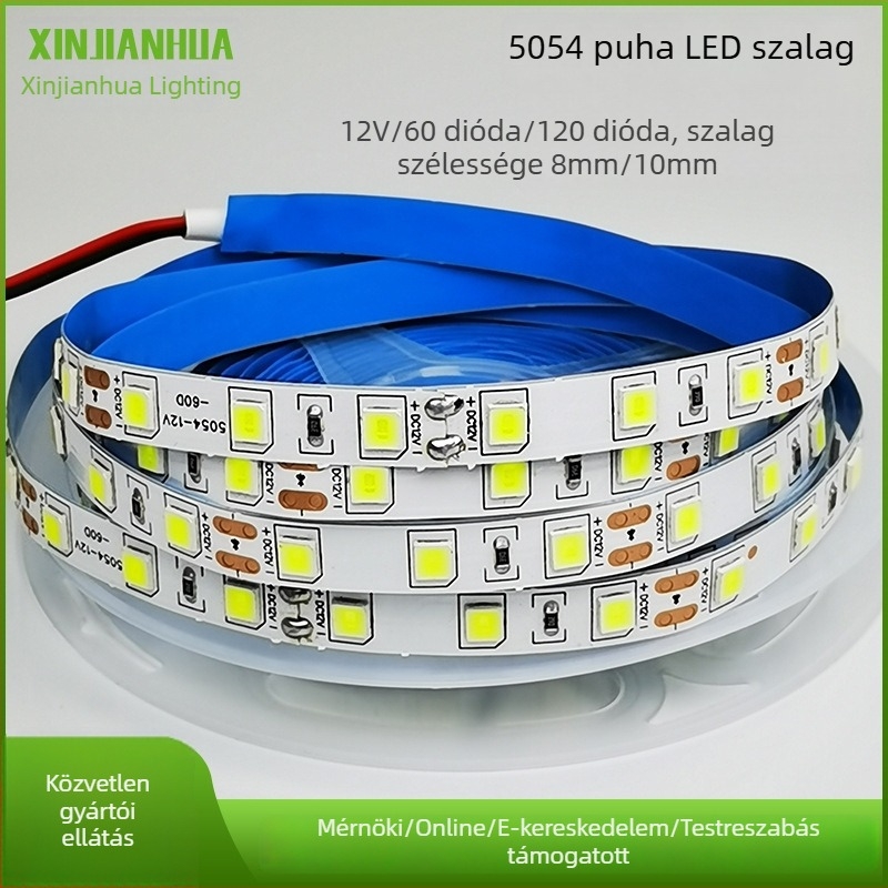 12V-os 5054 puha LED-szalag, 60 LED, öntapadó, fényerő-szabályozható, beltéri világítás
