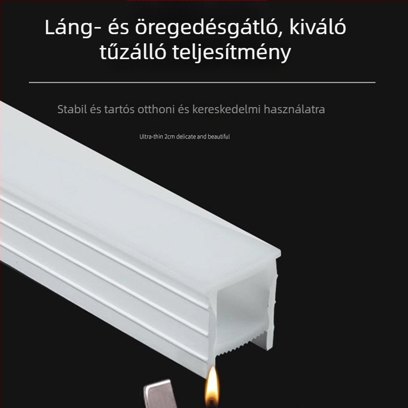 Rugalmas szilikon LED-szalag fedőlemez, beépített lineáris fénycsatornával, ívelt profilú
