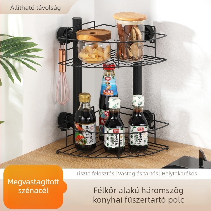 Félkör alakú konyhai fűszertartó, megerősített szénacélból, otthoni használatra