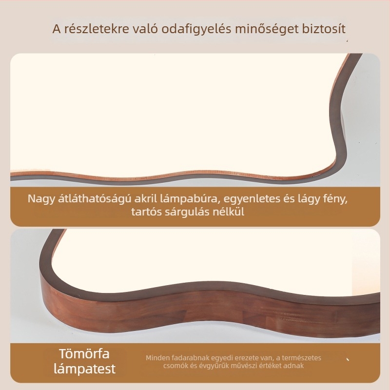 Nappali plafonlámpa tömörfából, felhő alakú, vintage stílus, letisztult és kreatív, téglalap alakú LED mennyezeti lámpa
