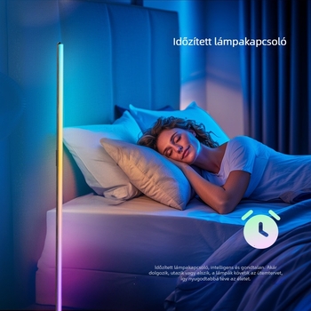 LED álló lámpa Wi‑Fi vezérléssel, hangreagáló fény a nappaliba és a hálószobába, LEDCW saroklámpa bárhoz
