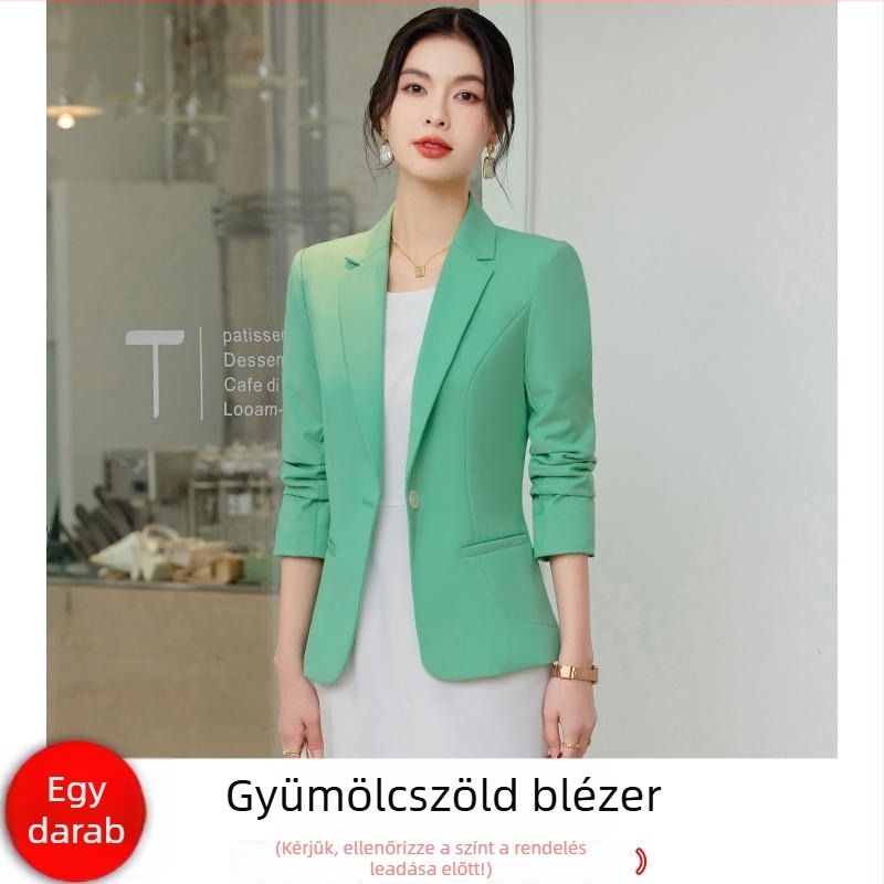 Női karcsúsított hosszú ujjú kosztümkabát koreai stílusban, professzionális és sokoldalú