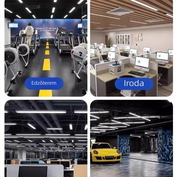 LED lineáris függesztett lámpa, négyzetes profilú, irodák és osztálytermek számára
