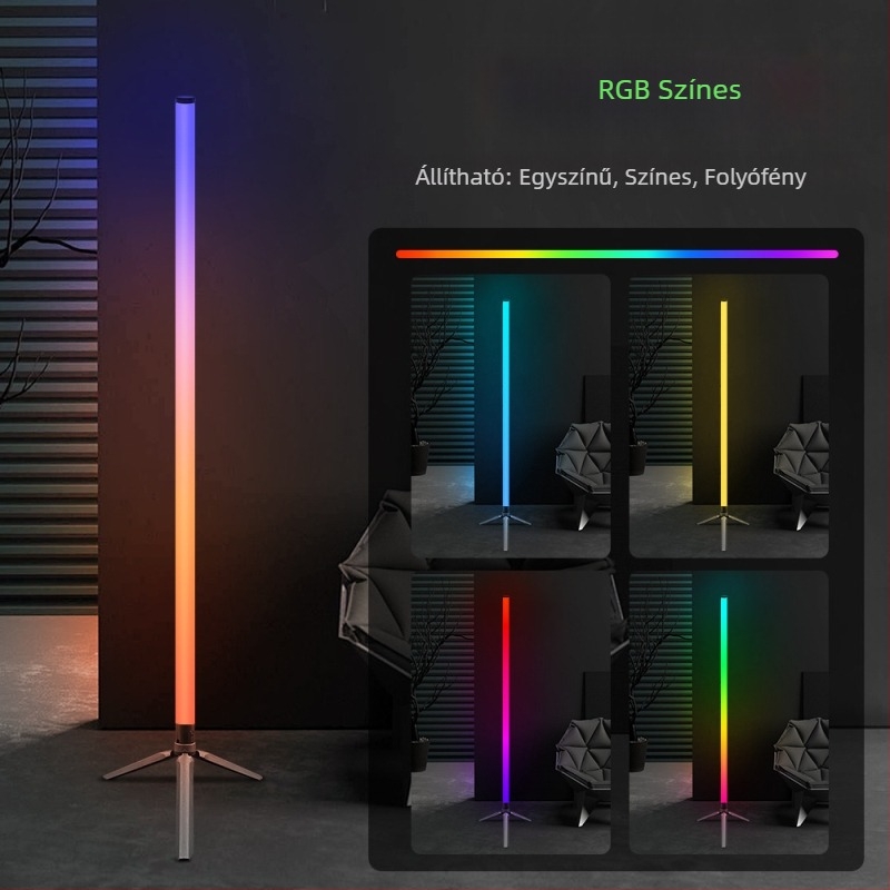 RGB álló lámpa LED 360° világítással, éjszakai fény hálószobába és nappaliba, mikrofonfunkcióval