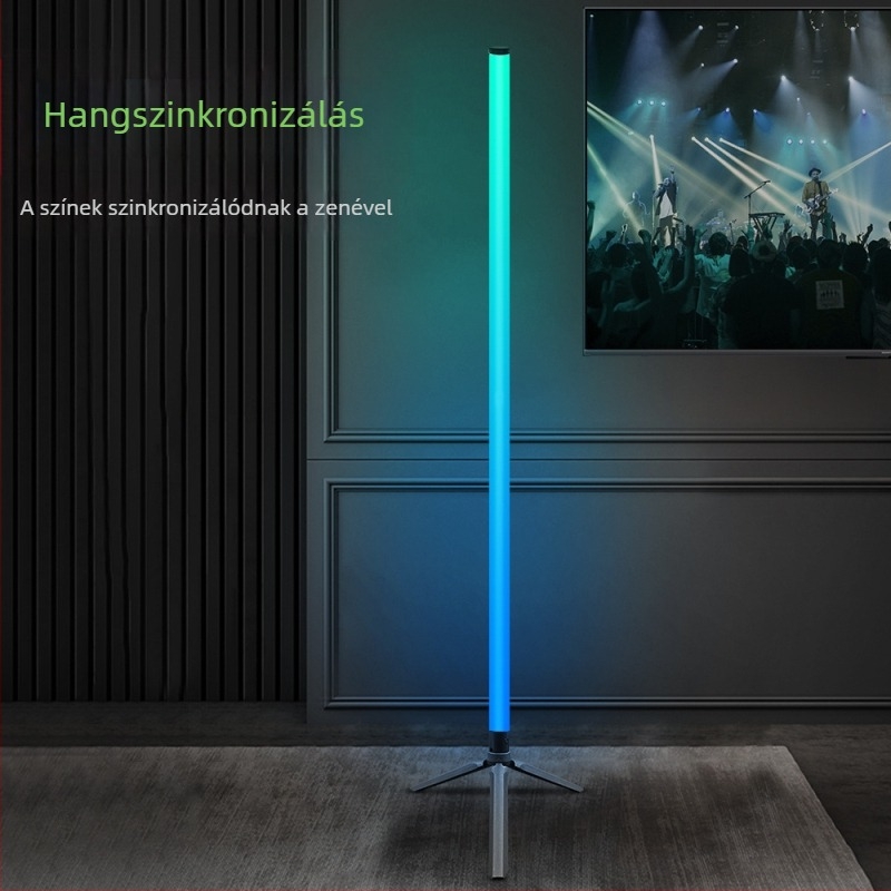 RGB álló lámpa LED 360° világítással, éjszakai fény hálószobába és nappaliba, mikrofonfunkcióval