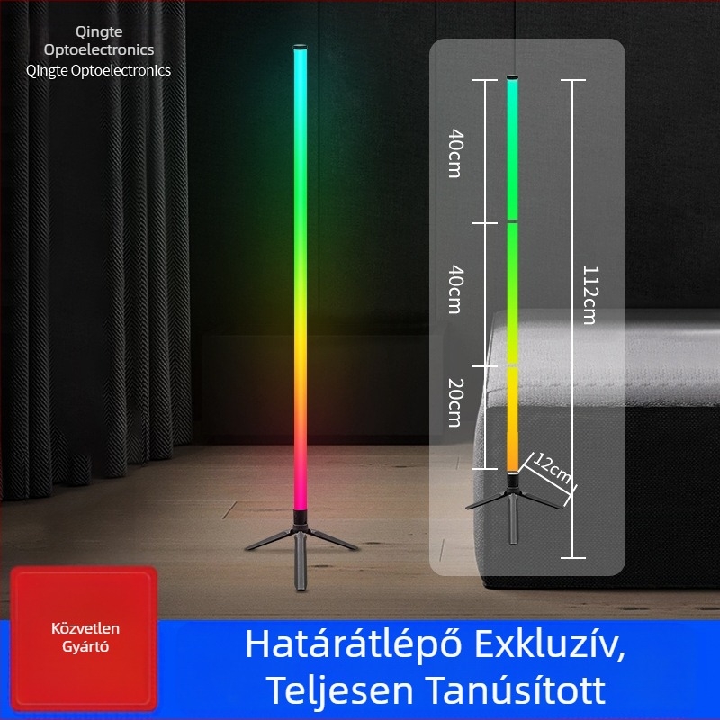 RGB álló lámpa LED 360° világítással, éjszakai fény hálószobába és nappaliba, mikrofonfunkcióval