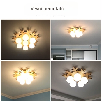 LED mennyezeti lámpa szarvasagancs formájú, egyszerű modern skandináv stílusú, tömörfa anyagú, nappaliba, hálószobába és étkezőbe