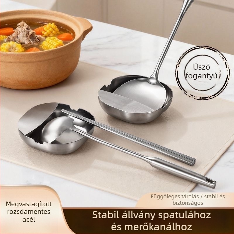 304 rozsdamentes acél minimalist kanál- és spatula-tartó, szabadon álló konyhai tartó