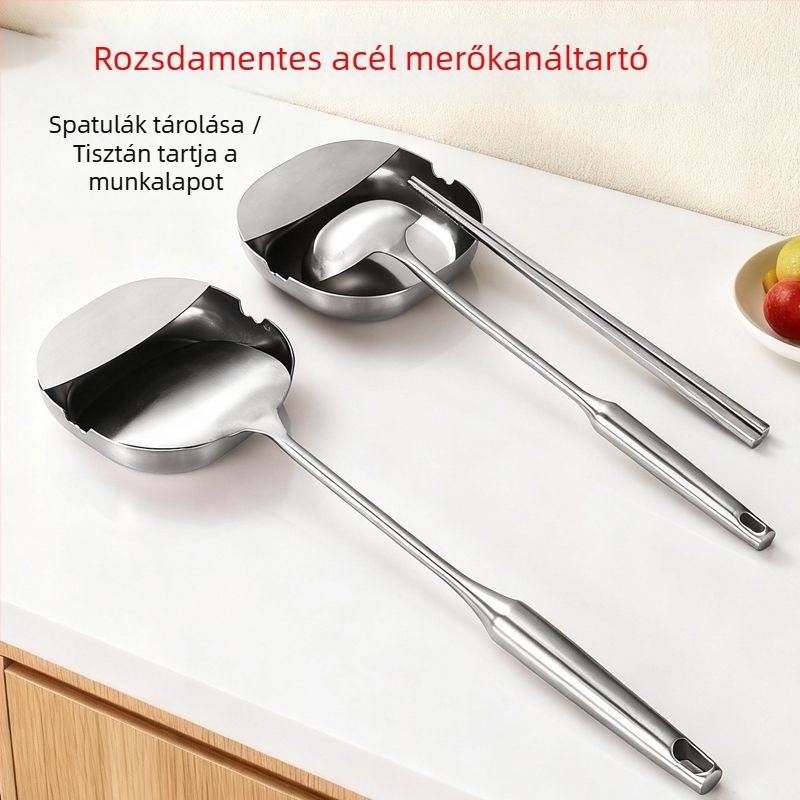 304 rozsdamentes acél minimalist kanál- és spatula-tartó, szabadon álló konyhai tartó