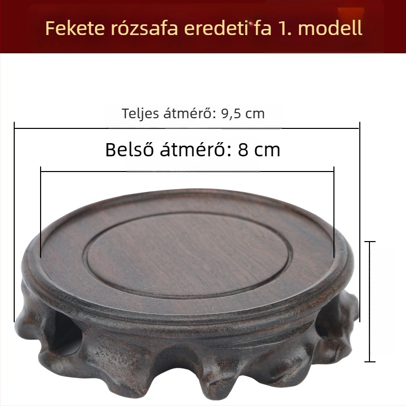 Rózsafa kör alakú alap gyökérfaragással a lila agyag teáskannához és teáskészlethez