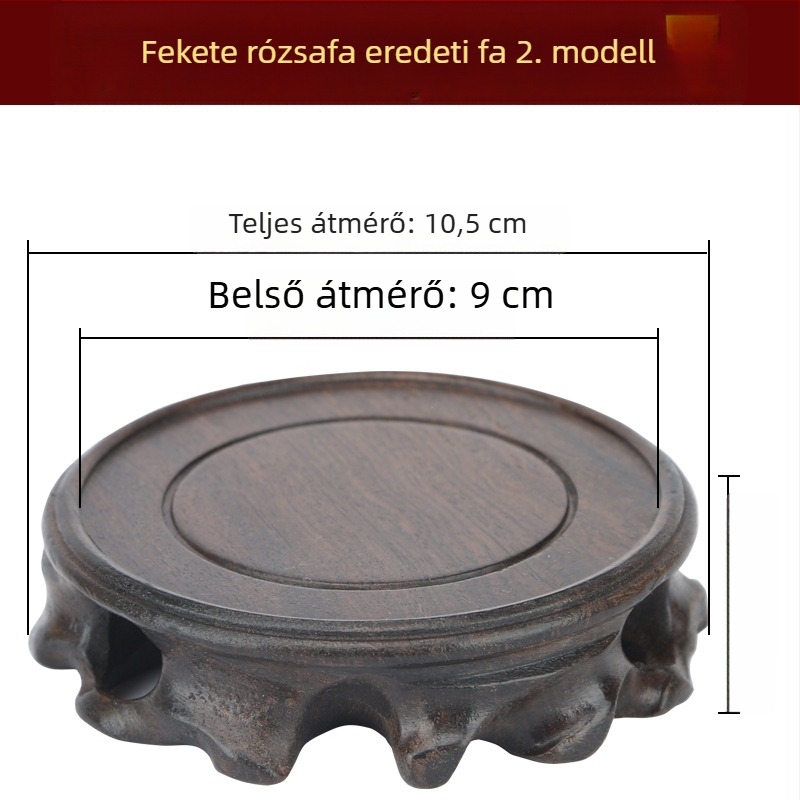 Rózsafa kör alakú alap gyökérfaragással a lila agyag teáskannához és teáskészlethez