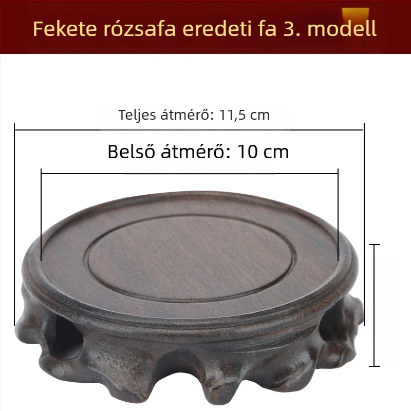Rózsafa kör alakú alap gyökérfaragással a lila agyag teáskannához és teáskészlethez