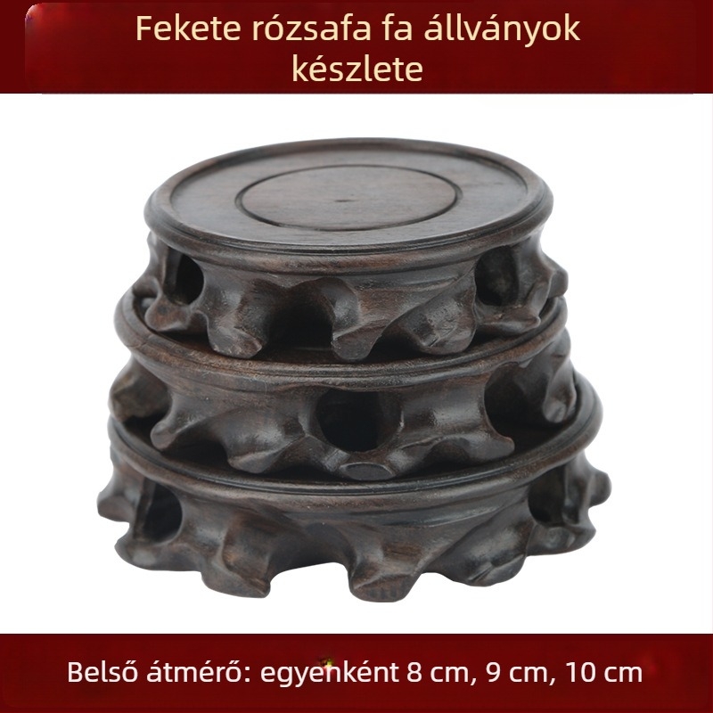 Rózsafa kör alakú alap gyökérfaragással a lila agyag teáskannához és teáskészlethez