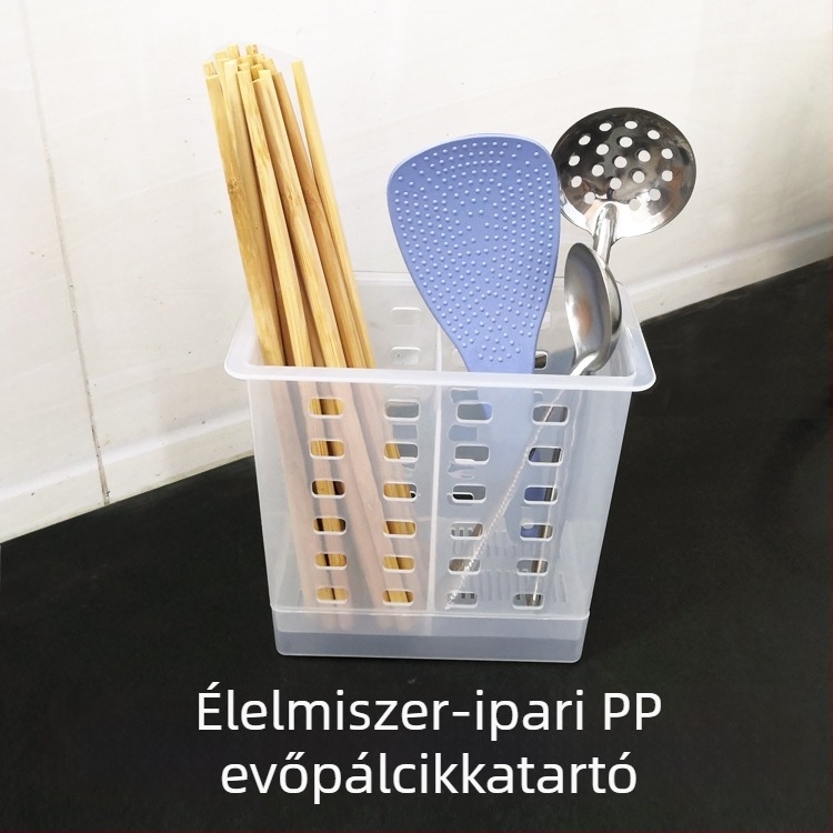 PP műanyag fűszerdoboz és evőpálcika tartó, szellőző és vízelvezető a penész megelőzésére, konyhai tároló