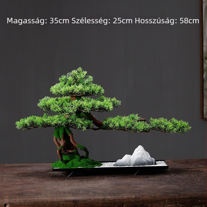 Kreatív kínai stílusú, műfenyő bonsai – Zen hangulatú asztali dekoráció bejárathoz otthonban, klubban és szállodában