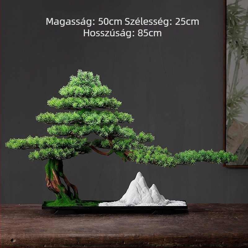 Kreatív kínai stílusú, műfenyő bonsai – Zen hangulatú asztali dekoráció bejárathoz otthonban, klubban és szállodában