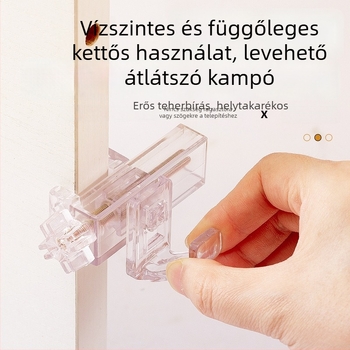 Forgó, fix szekrénykampó – többfunkciós, vízszintes és függőleges használat, átlátszó akril és réz kampó, leválasztható tároló