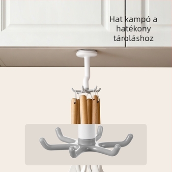 FaSoLa Vákuumos Konyhai Akasztó, Hatkaros Forgó, Fúrás Nélküli Falra Szerelhető, Kanál- és Spatula Tároló