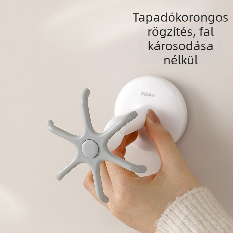 FaSoLa Vákuumos Konyhai Akasztó, Hatkaros Forgó, Fúrás Nélküli Falra Szerelhető, Kanál- és Spatula Tároló