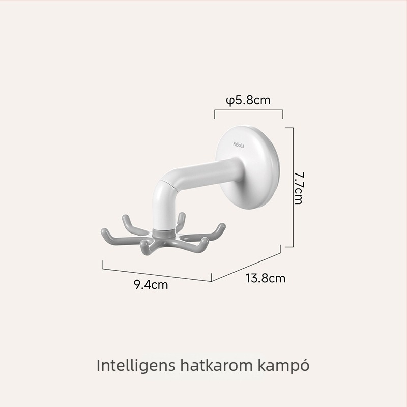 FaSoLa Vákuumos Konyhai Akasztó, Hatkaros Forgó, Fúrás Nélküli Falra Szerelhető, Kanál- és Spatula Tároló
