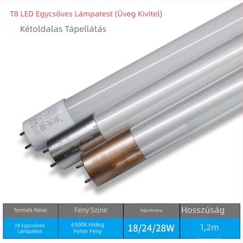 LED T8 cső, egy- és kétoldali táplálás, hosszú fénycső 1,2 m, 18W, 20W, 36W, 40W