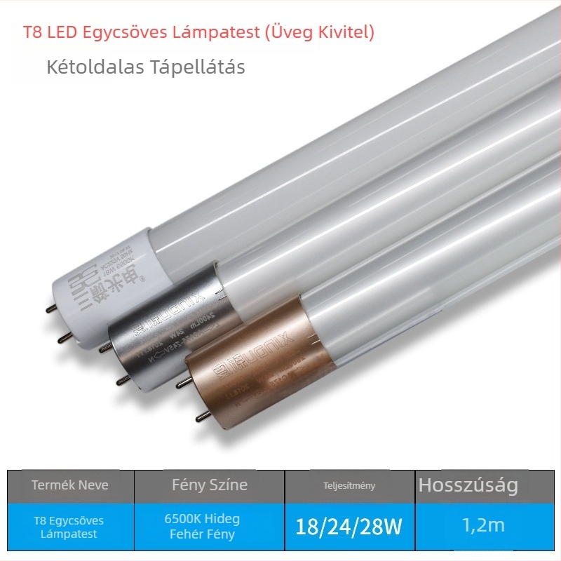LED T8 cső, egy- és kétoldali táplálás, hosszú fénycső 1,2 m, 18W, 20W, 36W, 40W
