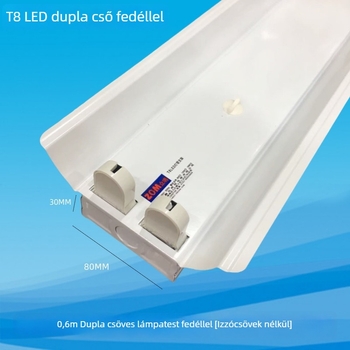 LED T8 kétcsöves lámpa védőfedéllel, munkaasztal megvilágítására gyártósoron