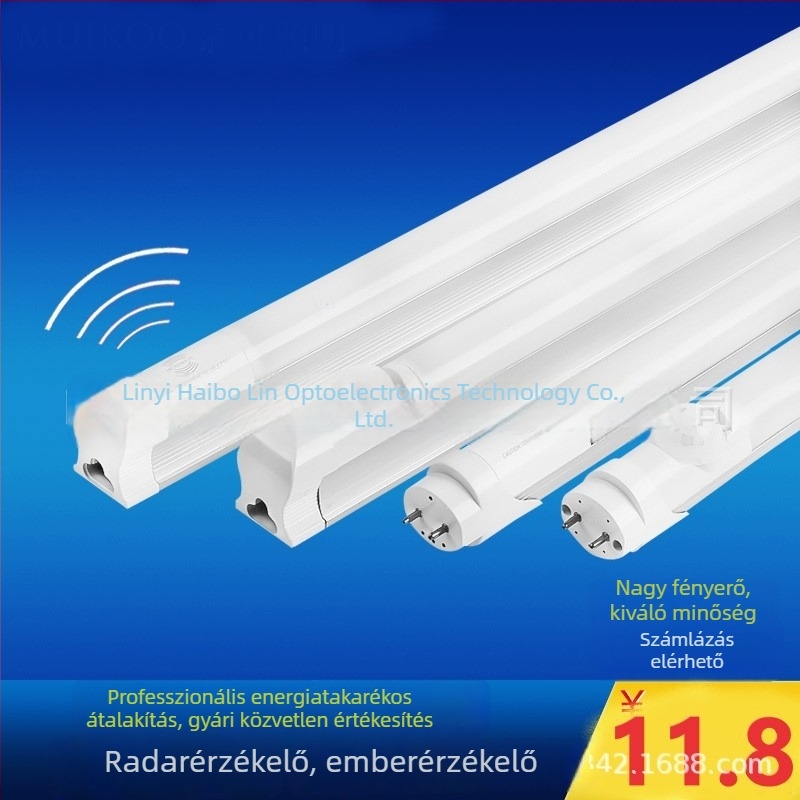 T8 LED cső mikrohullámú radar érzékelővel emberi jelenlét észlelésére, földalatti parkoló világítás felújításához, 1,2 m hosszú