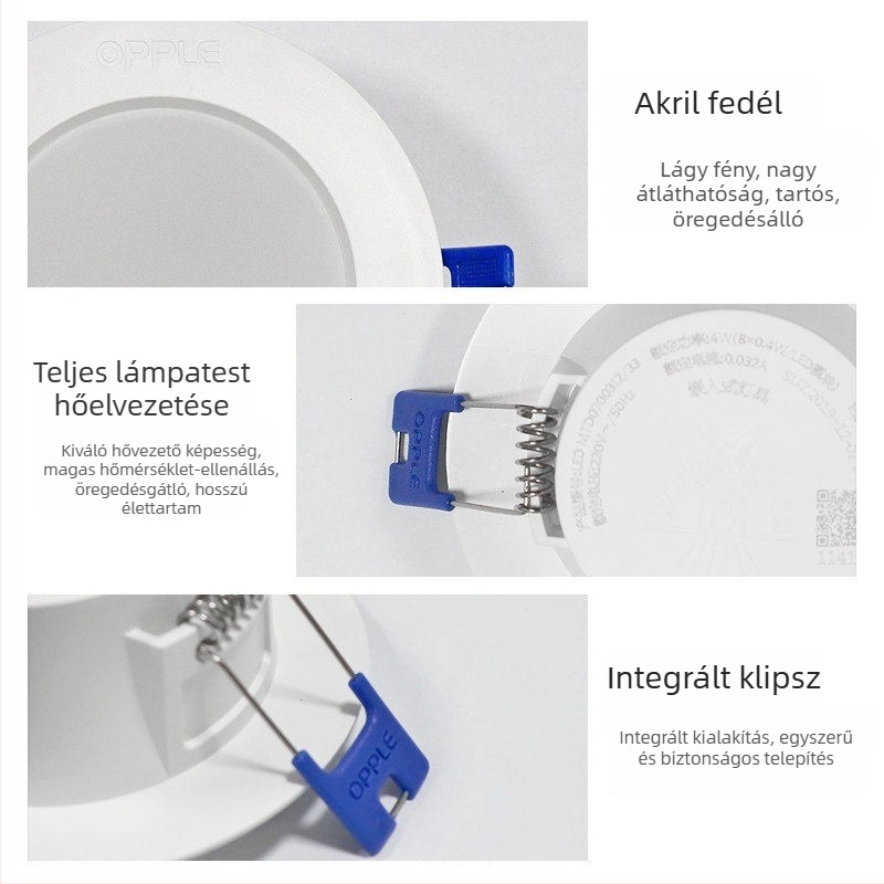 Opple LED beépíthető downlightok a nappaliba és az étkezőbe, beltéri világítás