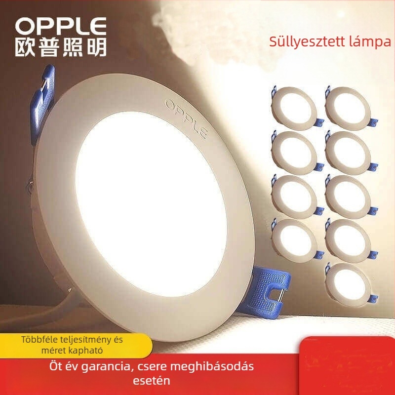 Opple LED beépíthető downlightok a nappaliba és az étkezőbe, beltéri világítás