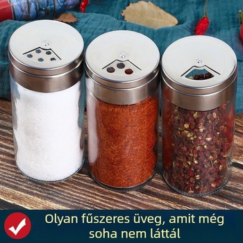 Fűszertartó üveg fedővel – nedvesség- és porálló, konyhai tároláshoz