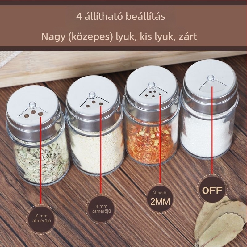 Fűszertartó üveg fedővel – nedvesség- és porálló, konyhai tároláshoz