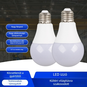 LED A60 izzó műanyag bevonatú alumínium házban, E27 foglalat, otthoni világításhoz, energiatakarékos és tartós