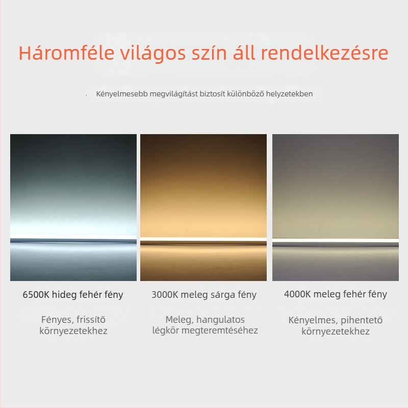 LED T5 cső háromszínű, állítható fényű íróasztali világítás, 18W, 0,3–1,2 m