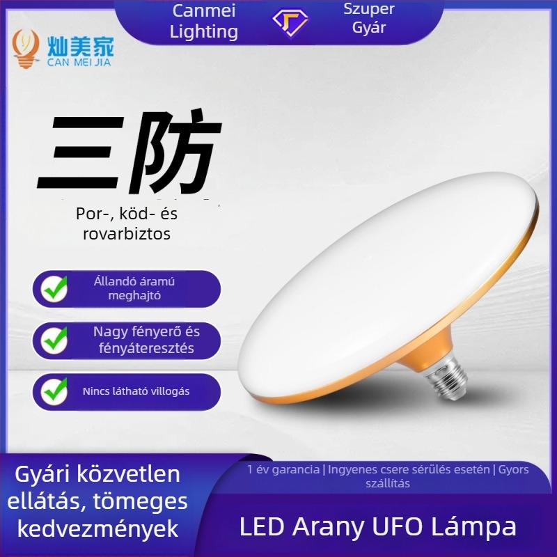 UFO LED izzó, E27-es foglalat, vízálló, nagy teljesítményű, energiatakarékos gömblámpa éjszakai piacokra