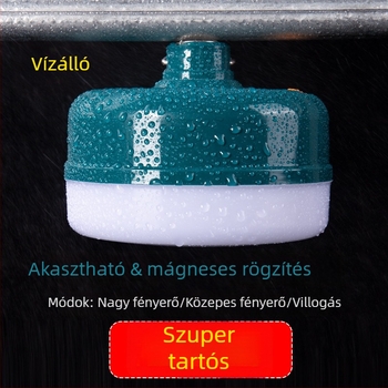 LED kemping lámpa — mágneses, vízálló, kompakt, beépített akkumulátorral
