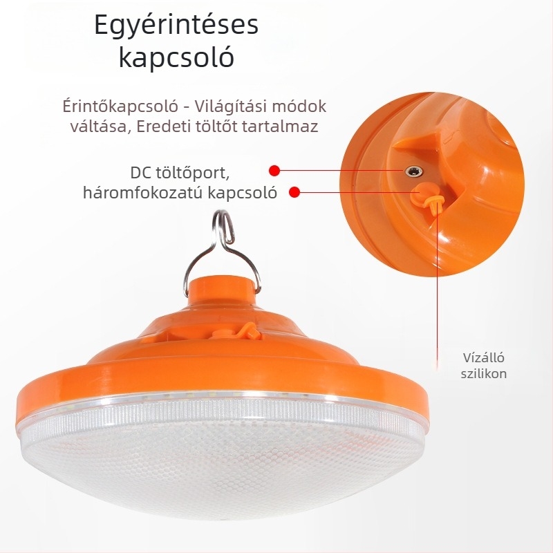 UFO alakú újratölthető USB LED lámpa, hordozható, 5V, 2000 lm, fényes