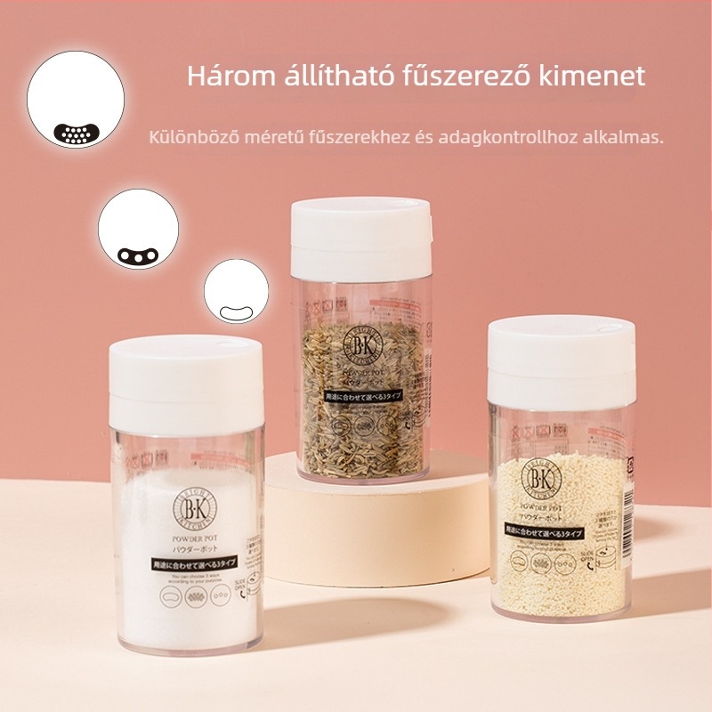 Japán stílusú műanyag fűszertartó: bors, só és nátrium-glutamát (MSG) – konyhai fűszertartó