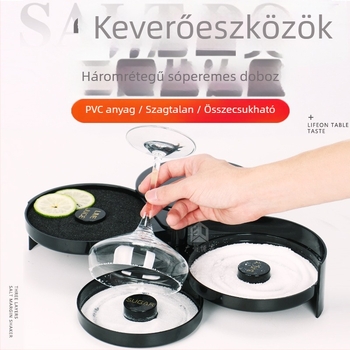 Háromrétegű műanyag bárfűszer-doboz sóperemmel és cukorperemmel, Margarita koktél