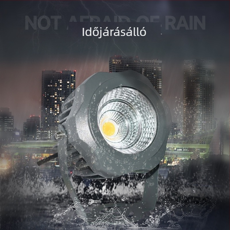 COB LED kültéri vetítőfény, kör alakú vízálló spotlámpa fákhoz és parkos tájhoz, udvarhoz, 10W, 3000K, 60°, IP67