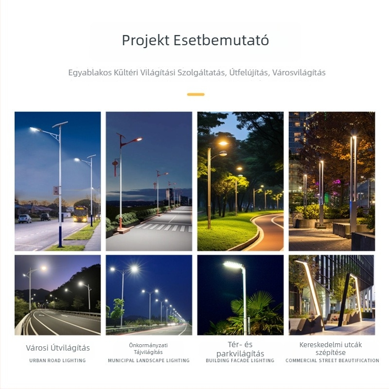 6 méteres napelemes utcai lámpa kültéri udvarra, LED IP65, 50W