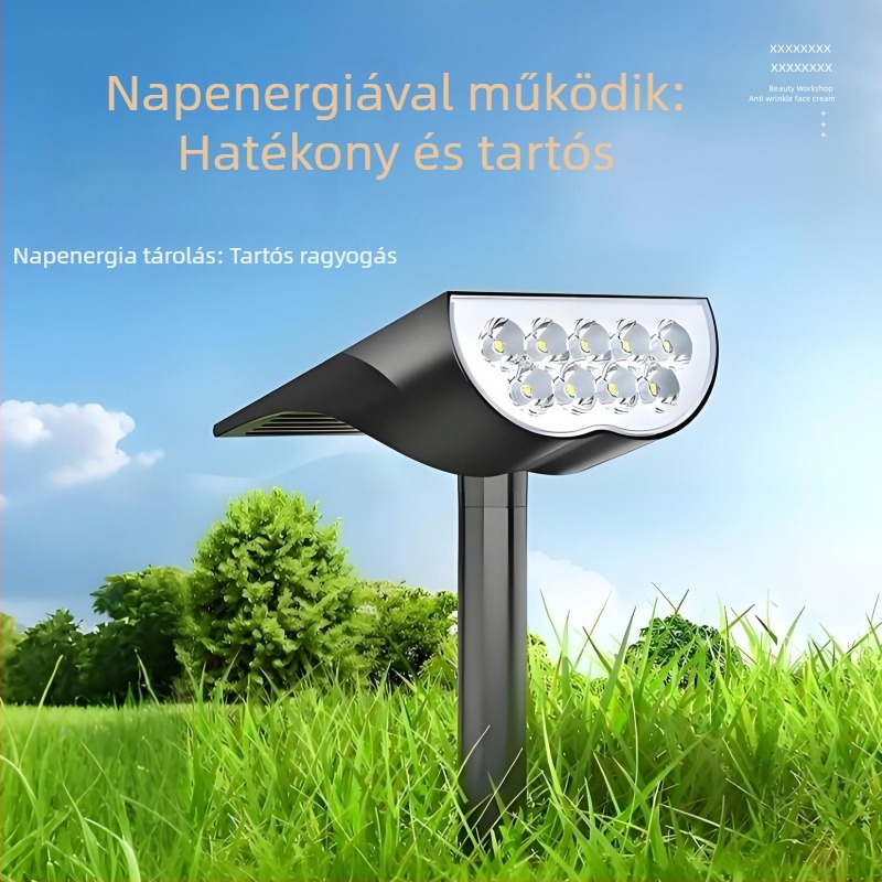 Napelemes kültéri LED kertvilágítás, vízálló tájvilágítás, talajba üthető lámpa